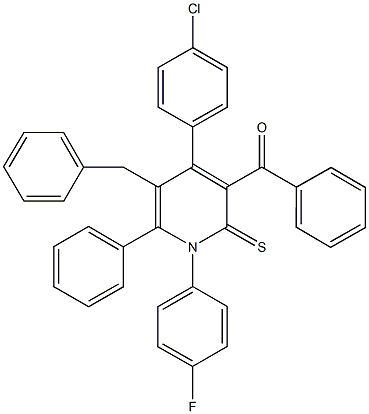 [5-benzyl-4-(4-chlorophenyl)-1-(4-fluorophenyl)-6-phenyl-2-thioxo-1,2-dihydro-3-pyridinyl](phenyl)methanone Struktur