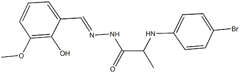 2-(4-bromoanilino)-N'-(2-hydroxy-3-methoxybenzylidene)propanohydrazide Struktur