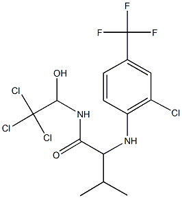 2-[2-chloro-4-(trifluoromethyl)anilino]-3-methyl-N-(2,2,2-trichloro-1-hydroxyethyl)butanamide Struktur