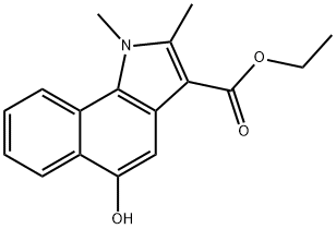 ethyl 5-hydroxy-1,2-dimethyl-1H-benzo[g]indole-3-carboxylate Struktur