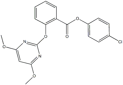 4-chlorophenyl 2-[(4,6-dimethoxypyrimidin-2-yl)oxy]benzoate Struktur