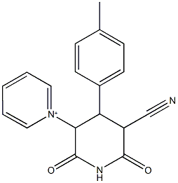 1-[5-cyano-4-(4-methylphenyl)-2,6-dioxo-3-piperidinyl]pyridinium Struktur