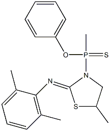 O-phenyl 2-[(2,6-dimethylphenyl)imino]-5-methyl-1,3-thiazolidin-3-yl(methyl)phosphinothioate Struktur