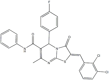 2-(2,3-dichlorobenzylidene)-5-(4-fluorophenyl)-7-methyl-3-oxo-N-phenyl-2,3-dihydro-5H-[1,3]thiazolo[3,2-a]pyrimidine-6-carboxamide Struktur