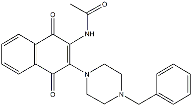 N-[3-(4-benzyl-1-piperazinyl)-1,4-dioxo-1,4-dihydro-2-naphthalenyl]acetamide Struktur