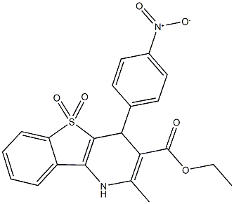 ethyl 4-{4-nitrophenyl}-2-methyl-1,4-dihydro[1]benzothieno[3,2-b]pyridine-3-carboxylate 5,5-dioxide Struktur