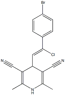 4-[2-(4-bromophenyl)-2-chlorovinyl]-2,6-dimethyl-1,4-dihydro-3,5-pyridinedicarbonitrile Struktur