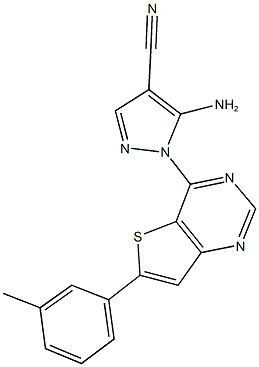 5-amino-1-[6-(3-methylphenyl)thieno[3,2-d]pyrimidin-4-yl]-1H-pyrazole-4-carbonitrile Struktur