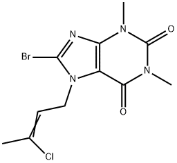 8-bromo-7-(3-chloro-2-butenyl)-1,3-dimethyl-3,7-dihydro-1H-purine-2,6-dione Struktur