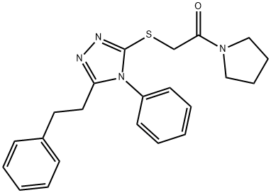 2-oxo-2-(1-pyrrolidinyl)ethyl 4-phenyl-5-(2-phenylethyl)-4H-1,2,4-triazol-3-yl sulfide Struktur