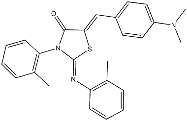 5-[4-(dimethylamino)benzylidene]-3-(2-methylphenyl)-2-[(2-methylphenyl)imino]-1,3-thiazolidin-4-one Struktur