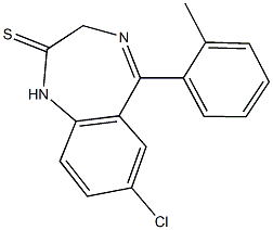 7-chloro-5-(2-methylphenyl)-1,3-dihydro-2H-1,4-benzodiazepine-2-thione Struktur