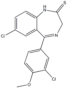 7-chloro-5-(3-chloro-4-methoxyphenyl)-1,3-dihydro-2H-1,4-benzodiazepine-2-thione Struktur