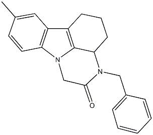 3-benzyl-8-methyl-3a,4,5,6-tetrahydro-1H-pyrazino[3,2,1-jk]carbazol-2(3H)-one Struktur