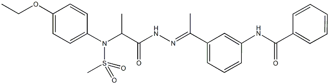 N-[3-(N-{2-[4-ethoxy(methylsulfonyl)anilino]propanoyl}ethanehydrazonoyl)phenyl]benzamide Struktur