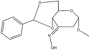 6-methoxy-2-phenyltetrahydropyrano[3,2-d][1,3]dioxin-8(4H)-one oxime Struktur