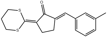 2-(1,3-dithian-2-ylidene)-5-(3-methylbenzylidene)cyclopentanone Struktur