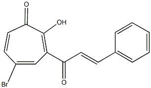 5-bromo-3-cinnamoyl-2-hydroxy-2,4,6-cycloheptatrien-1-one Struktur