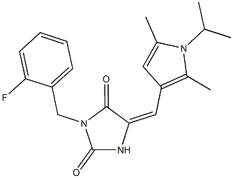 3-(2-fluorobenzyl)-5-[(1-isopropyl-2,5-dimethyl-1H-pyrrol-3-yl)methylene]-2,4-imidazolidinedione Struktur