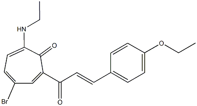 4-bromo-2-[3-(4-ethoxyphenyl)acryloyl]-7-(ethylamino)-2,4,6-cycloheptatrien-1-one Struktur