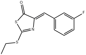 2-(ethylsulfanyl)-4-(3-fluorobenzylidene)-1,3-thiazol-5(4H)-one Struktur