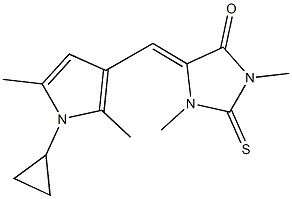 5-[(1-cyclopropyl-2,5-dimethyl-1H-pyrrol-3-yl)methylene]-1,3-dimethyl-2-thioxo-4-imidazolidinone Struktur