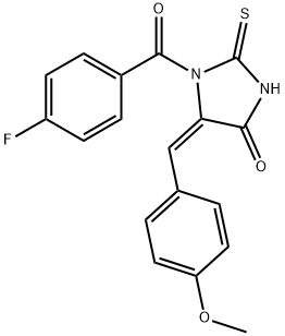 1-(4-fluorobenzoyl)-5-(4-methoxybenzylidene)-2-thioxo-4-imidazolidinone Struktur