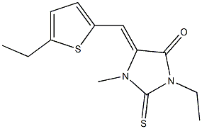 3-ethyl-5-[(5-ethylthien-2-yl)methylene]-1-methyl-2-thioxoimidazolidin-4-one Struktur