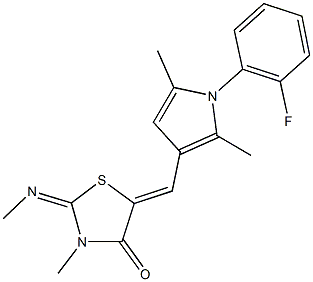 5-{[1-(2-fluorophenyl)-2,5-dimethyl-1H-pyrrol-3-yl]methylene}-3-methyl-2-(methylimino)-1,3-thiazolidin-4-one Struktur