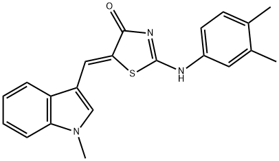 2-(3,4-dimethylanilino)-5-[(1-methyl-1H-indol-3-yl)methylene]-1,3-thiazol-4(5H)-one Struktur