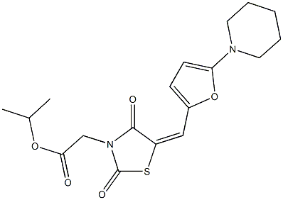 isopropyl (2,4-dioxo-5-{[5-(1-piperidinyl)-2-furyl]methylene}-1,3-thiazolidin-3-yl)acetate Struktur