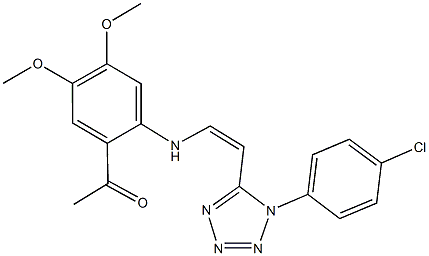 1-[2-({2-[1-(4-chlorophenyl)-1H-tetraazol-5-yl]vinyl}amino)-4,5-dimethoxyphenyl]ethanone Struktur