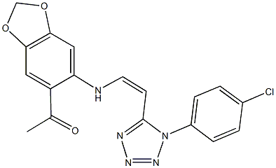 1-[6-({2-[1-(4-chlorophenyl)-1H-tetraazol-5-yl]vinyl}amino)-1,3-benzodioxol-5-yl]ethanone Struktur