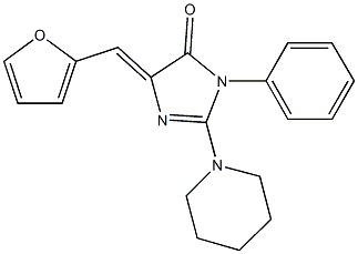 5-(2-furylmethylene)-3-phenyl-2-(1-piperidinyl)-3,5-dihydro-4H-imidazol-4-one Struktur