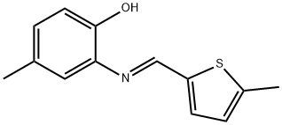 4-methyl-2-{[(5-methyl-2-thienyl)methylene]amino}phenol Struktur