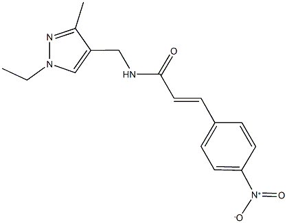 N-[(1-ethyl-3-methyl-1H-pyrazol-4-yl)methyl]-3-{4-nitrophenyl}acrylamide Struktur