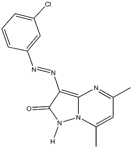 3-[(3-chlorophenyl)diazenyl]-5,7-dimethylpyrazolo[1,5-a]pyrimidin-2(1H)-one Struktur