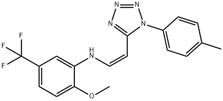 N-[2-methoxy-5-(trifluoromethyl)phenyl]-N-{2-[1-(4-methylphenyl)-1H-tetraazol-5-yl]vinyl}amine Struktur