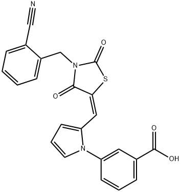 3-(2-{[3-(2-cyanobenzyl)-2,4-dioxo-1,3-thiazolidin-5-ylidene]methyl}-1H-pyrrol-1-yl)benzoic acid Struktur