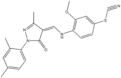 4-({[1-(2,4-dimethylphenyl)-3-methyl-5-oxo-1,5-dihydro-4H-pyrazol-4-ylidene]methyl}amino)-3-methoxybenzenesulfenyl cyanide Struktur