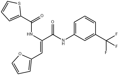 N-(2-(2-furyl)-1-{[3-(trifluoromethyl)anilino]carbonyl}vinyl)-2-thiophenecarboxamide Struktur