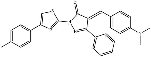 4-[4-(dimethylamino)benzylidene]-2-[4-(4-methylphenyl)-1,3-thiazol-2-yl]-5-phenyl-2,4-dihydro-3H-pyrazol-3-one Struktur