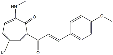 4-bromo-2-[3-(4-methoxyphenyl)acryloyl]-7-(methylamino)-2,4,6-cycloheptatrien-1-one Struktur