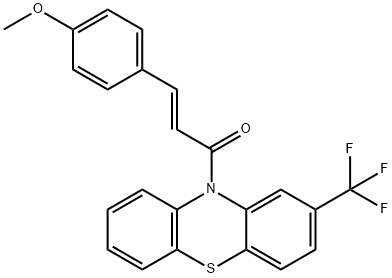 methyl 4-{3-oxo-3-[2-(trifluoromethyl)-10H-phenothiazin-10-yl]-1-propenyl}phenyl ether Struktur