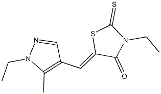 3-ethyl-5-[(1-ethyl-5-methyl-1H-pyrazol-4-yl)methylene]-2-thioxo-1,3-thiazolidin-4-one Struktur