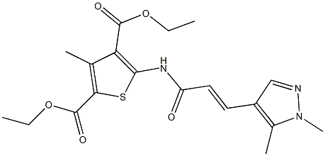 diethyl 5-{[3-(1,5-dimethyl-1H-pyrazol-4-yl)acryloyl]amino}-3-methyl-2,4-thiophenedicarboxylate Struktur