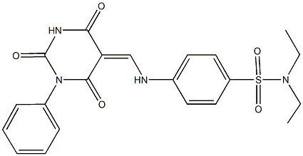 N,N-diethyl-4-{[(2,4,6-trioxo-1-phenyltetrahydro-5(2H)-pyrimidinylidene)methyl]amino}benzenesulfonamide Struktur