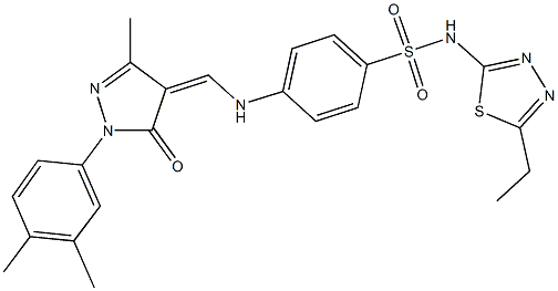 4-({[1-(3,4-dimethylphenyl)-3-methyl-5-oxo-1,5-dihydro-4H-pyrazol-4-ylidene]methyl}amino)-N-(5-ethyl-1,3,4-thiadiazol-2-yl)benzenesulfonamide Struktur