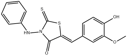 3-anilino-5-(4-hydroxy-3-methoxybenzylidene)-2-thioxo-1,3-thiazolidin-4-one Struktur