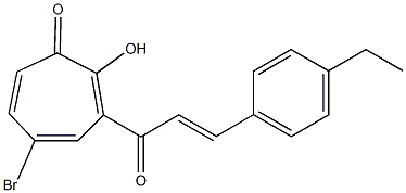 5-bromo-3-[3-(4-ethylphenyl)acryloyl]-2-hydroxy-2,4,6-cycloheptatrien-1-one Struktur